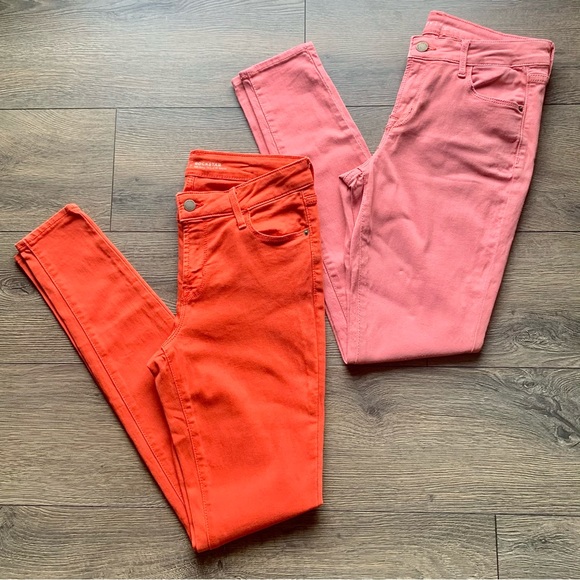Old Navy Denim - Old Navy Bundle Rockstar Skinny Blush & Orange Jeans Denim Stretch Mid-rise 2